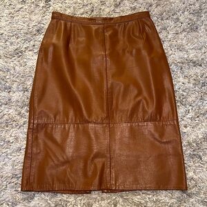 Genuine brown leather skirt